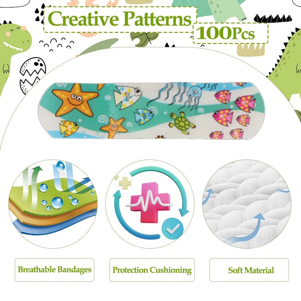 Kids Cute Cartoon Bandages Flexible Adhesive Animal Fruit and Happy Strips