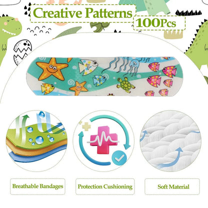 Kids Cute Cartoon Bandages Flexible Adhesive Animal Fruit and Happy Strips