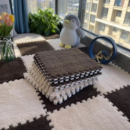 Warm Plush Floor Tiles – Interlocking Play Mat Puzzle Carpet for Babies, Kids, Pets & Exercise Areas