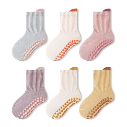 3 Pairs Kids Cotton Socks for Boys And Girls Cute Comfortable Breathable Non-Slip Floor Socks for Baby Toddlers