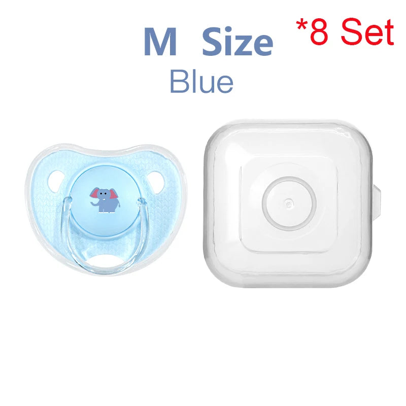 Premium Cartoon Silicone Baby Pacifier with Storage Box – Thumb Shape Soother for Newborns &amp; Toddlers