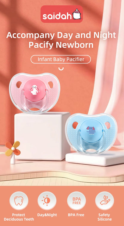 Premium Cartoon Silicone Baby Pacifier with Storage Box – Thumb Shape Soother for Newborns &amp; Toddlers