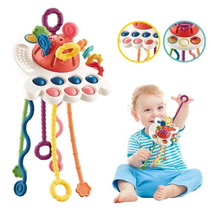 7-in-1 Montessori Baby Toys for 0-3 Years | Sensory Shape Sorter; Pull String Educational Game for Infants and Toddlers
