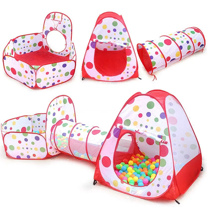 3-in-1 Kids Play Tent with Tunnel & Ball Pit — Foldable, Water-Resistant (Ages 3–6)