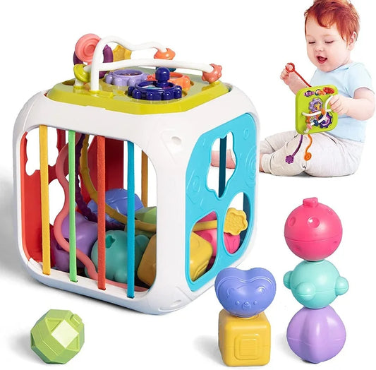 7-in-1 Montessori Baby Toys for 0-3 Years | Sensory Shape Sorter; Pull String Educational Game for Infants and Toddlers