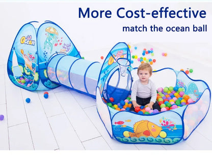 3-in-1 Kids Play Tent with Tunnel & Ball Pit — Foldable, Water-Resistant (Ages 3–6)
