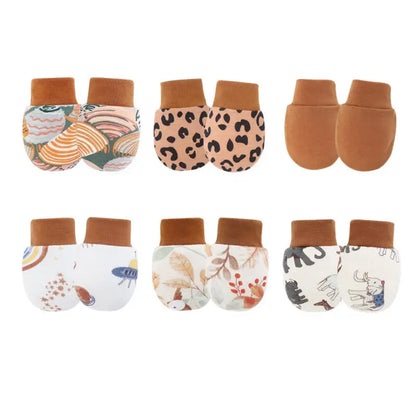 12pcs Baby Mittens for Girls Boys Cartoon Printed Protection Nice and Soft For Crawler