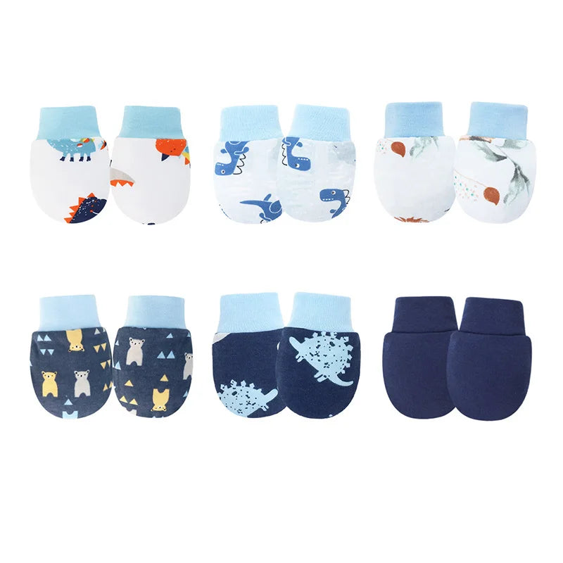 12pcs Baby Mittens for Girls Boys Cartoon Printed Protection Nice and Soft For Crawler