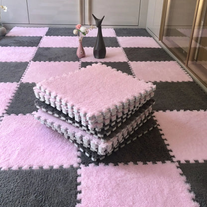 Warm Plush Floor Tiles – Interlocking Play Mat Puzzle Carpet for Babies, Kids, Pets & Exercise Areas