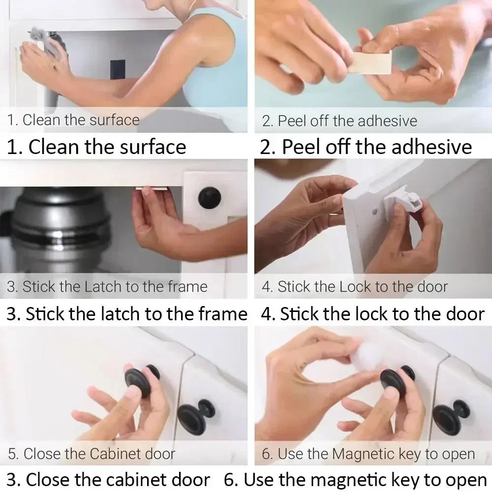 Magnetic Baby Safety Drawer Locks - No Drill Cabinet Protection