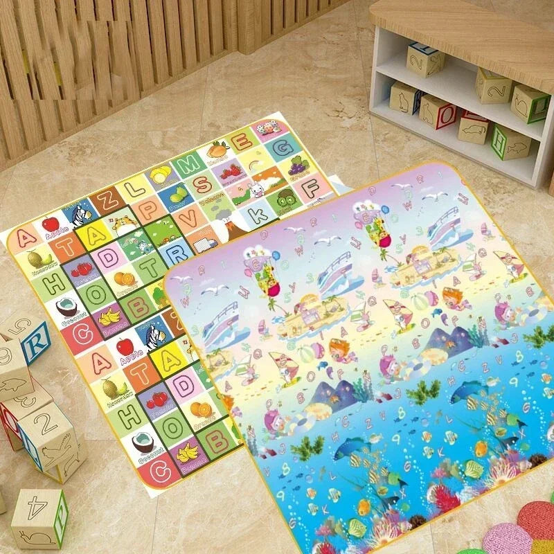 Double Sided Educational Baby Play Mat – Large Foldable Foam Activity Rug | 5 Sizes, Safe Crawling Carpet for Kids & Toddlers