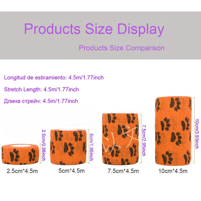 Animal Print Self-Adhesive Wrap for Kids — 2.5 cm / 5 cm (1.9 m roll, stretches to ~4.5 m)