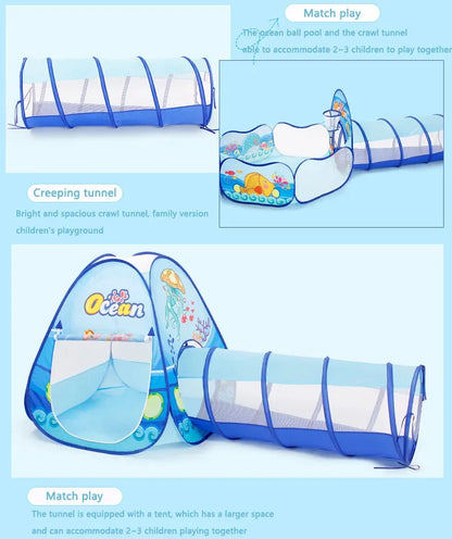 3-in-1 Kids Play Tent with Tunnel & Ball Pit — Foldable, Water-Resistant (Ages 3–6)