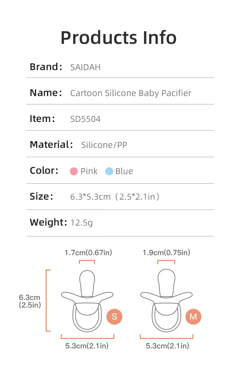 Premium Cartoon Silicone Baby Pacifier with Storage Box – Thumb Shape Soother for Newborns &amp; Toddlers