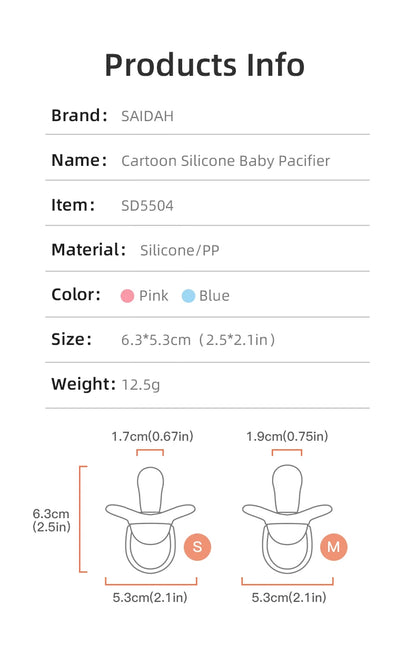 Premium Cartoon Silicone Baby Pacifier with Storage Box – Thumb Shape Soother for Newborns &amp; Toddlers