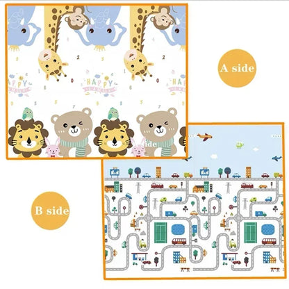 Double Sided Educational Baby Play Mat – Large Foldable Foam Activity Rug | 5 Sizes, Safe Crawling Carpet for Kids & Toddlers