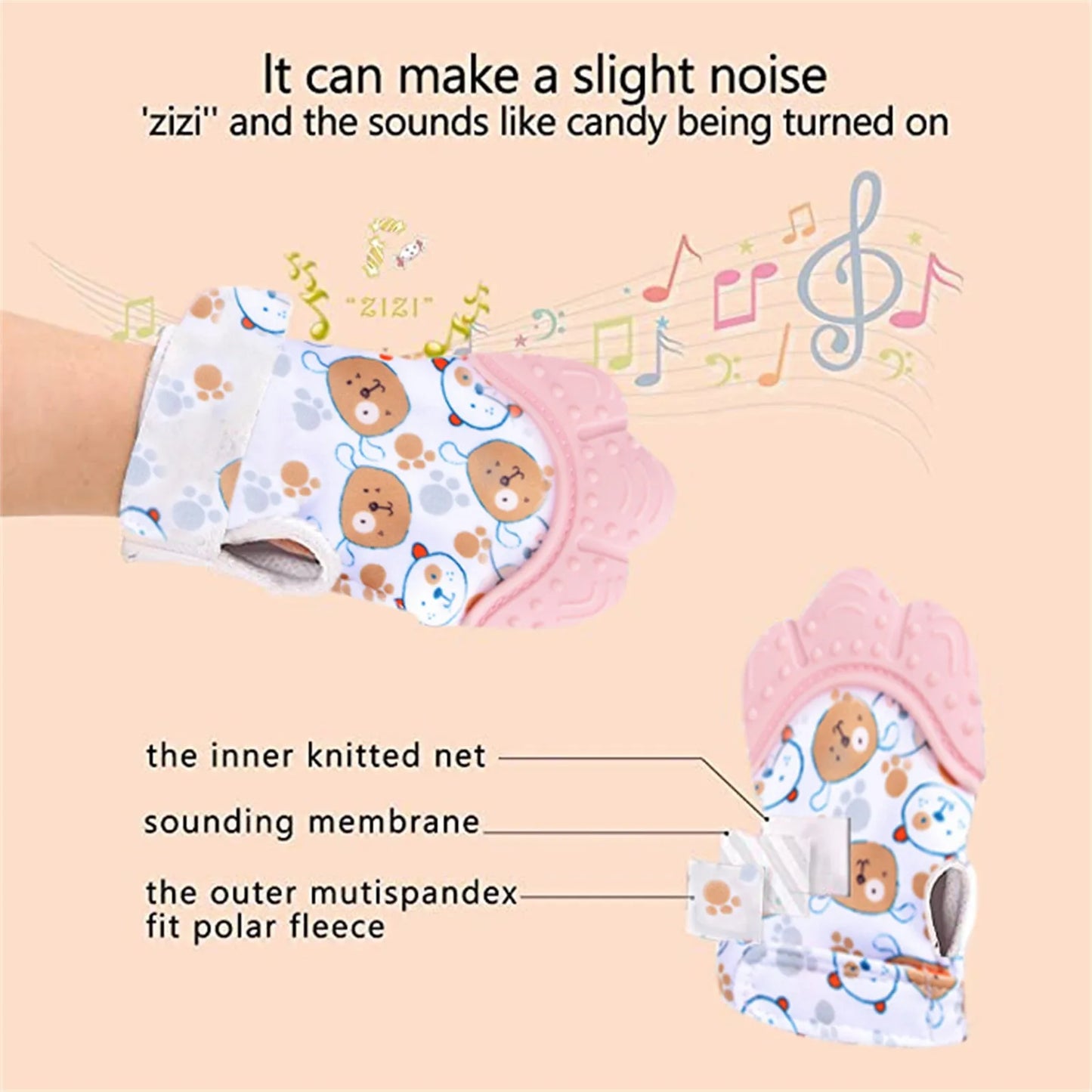 Baby Teether Cartoon Printed Children'S Gloves For Children And Babies Teethers Anti Eating Hand Teething Chewing Toy Baby Stuff