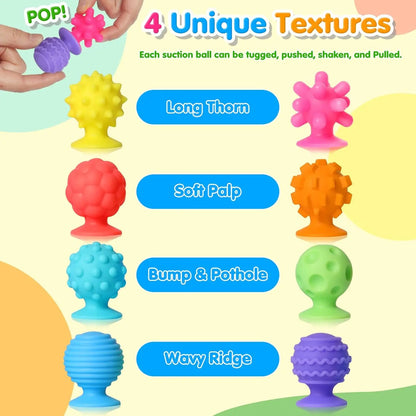 8 Pack Sensory Soft Silicone Toys Bath Time Fun