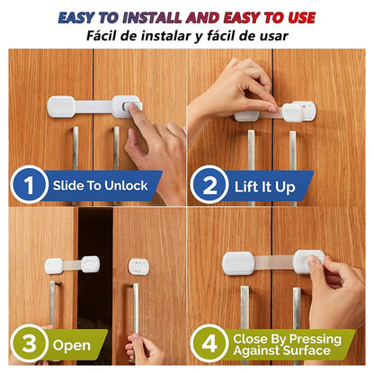 Multi-Use Baby Safety Locks — Cabinets, Drawers, Appliances & More (ABS + TPE, 3M Adhesive)