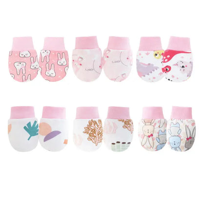 12pcs Baby Mittens for Girls Boys Cartoon Printed Protection Nice and Soft For Crawler