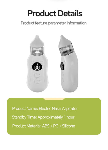 Electric Baby Nasal Aspirator (Rechargeable) — 9 Levels, Anti-Backwash