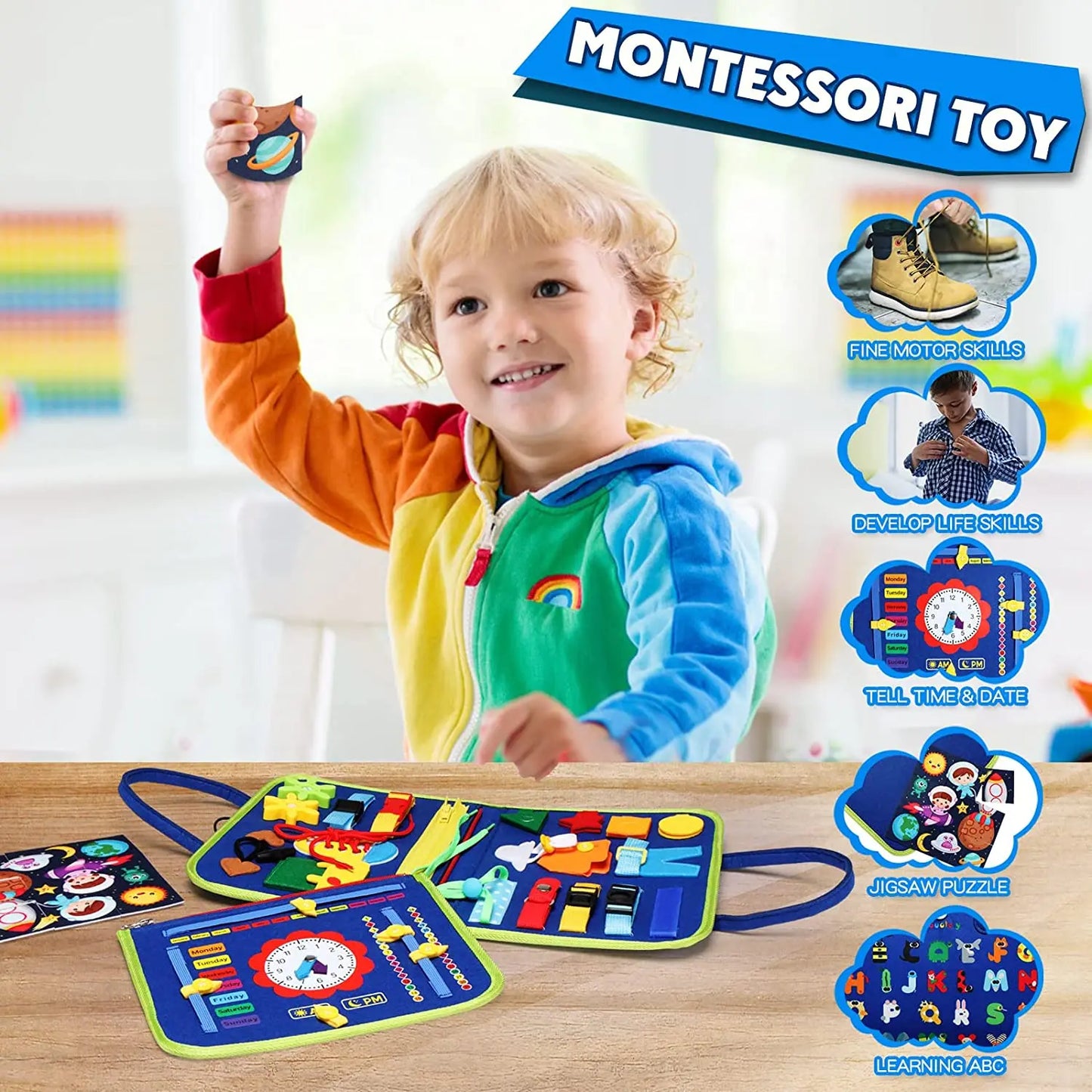Sensory Tactile Math Developmental Education Toy Montessori Busy Board Life Skills Fine Motor Learning Activities Toys for Kids
