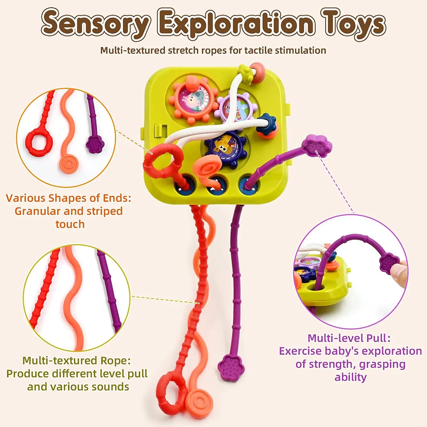 7-in-1 Montessori Baby Toys for 0-3 Years | Sensory Shape Sorter; Pull String Educational Game for Infants and Toddlers