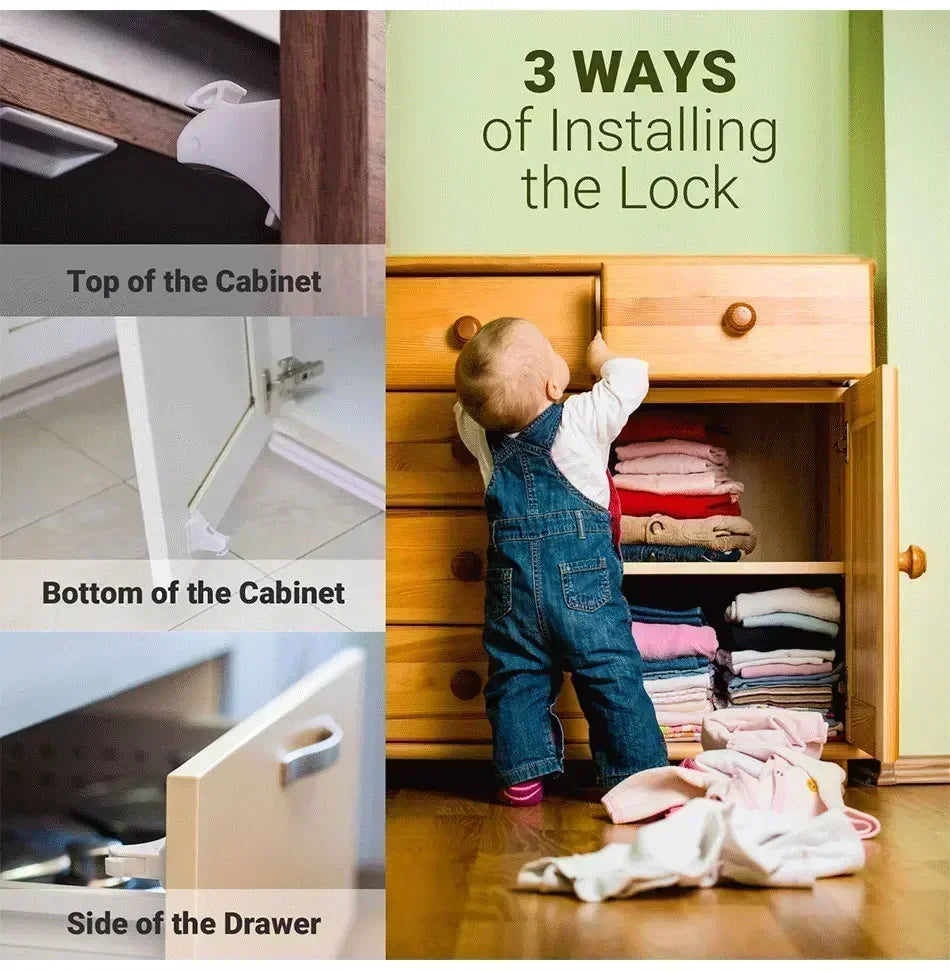 Magnetic Baby Safety Drawer Locks - No Drill Cabinet Protection