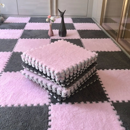Warm Plush Floor Tiles – Interlocking Play Mat Puzzle Carpet for Babies, Kids, Pets & Exercise Areas