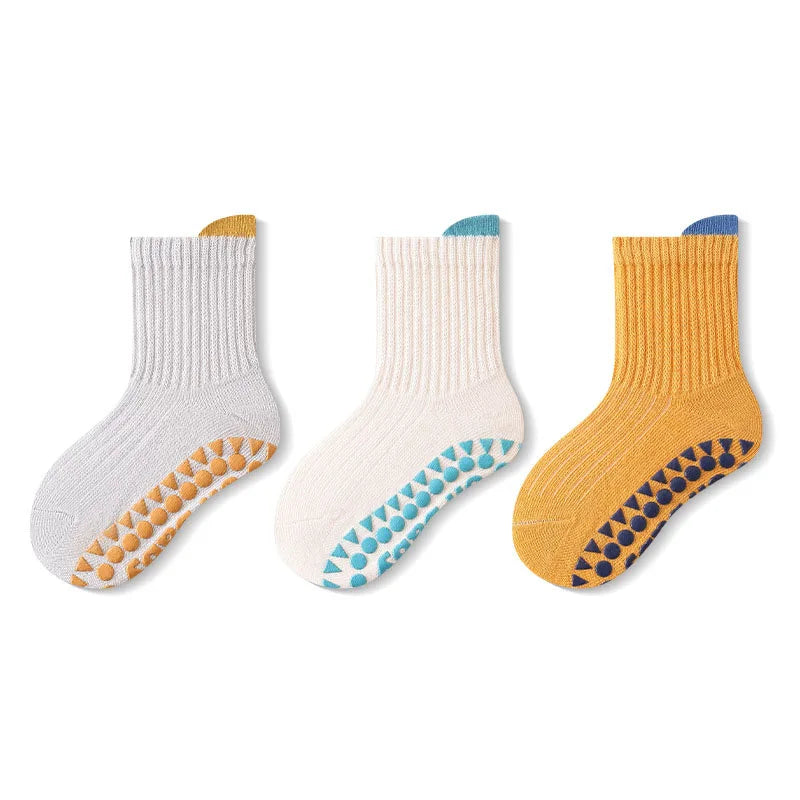 3 Pairs Kids Cotton Socks for Boys And Girls Cute Comfortable Breathable Non-Slip Floor Socks for Baby Toddlers