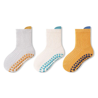 3 Pairs Kids Cotton Socks for Boys And Girls Cute Comfortable Breathable Non-Slip Floor Socks for Baby Toddlers