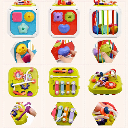 7-in-1 Montessori Baby Toys for 0-3 Years | Sensory Shape Sorter; Pull String Educational Game for Infants and Toddlers