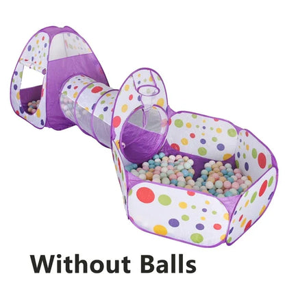 3-in-1 Kids Play Tent with Tunnel & Ball Pit — Foldable, Water-Resistant (Ages 3–6)