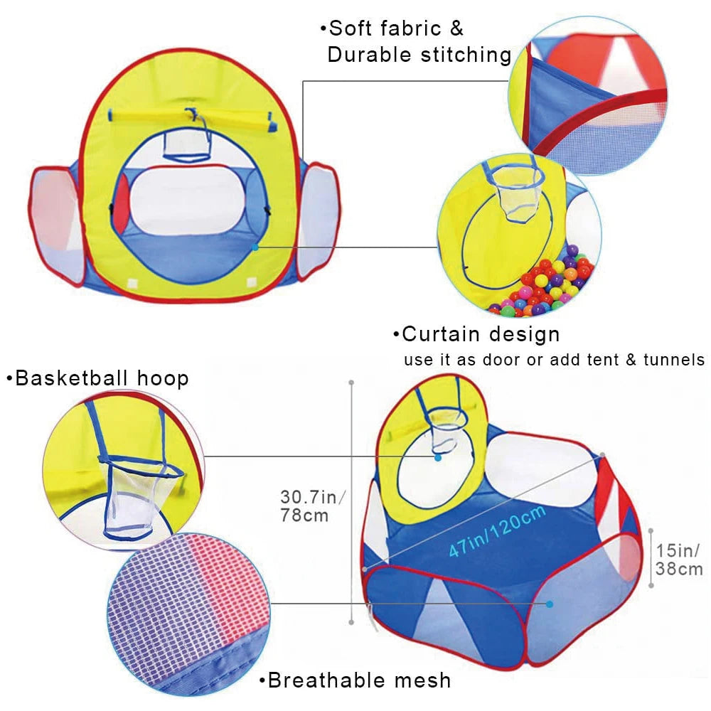 Foldable Kids Ball Pool Play Pen— Indoor/Outdoor (Balls Not Included)