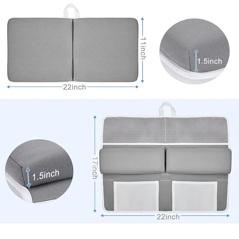 Bath Kneeler and Elbow Rest Pad Set 1.5" Thick Kneeler with Toy Organizer Anti-Slip Cozy Knee Arm Support Quick Dry Kneeling Pad