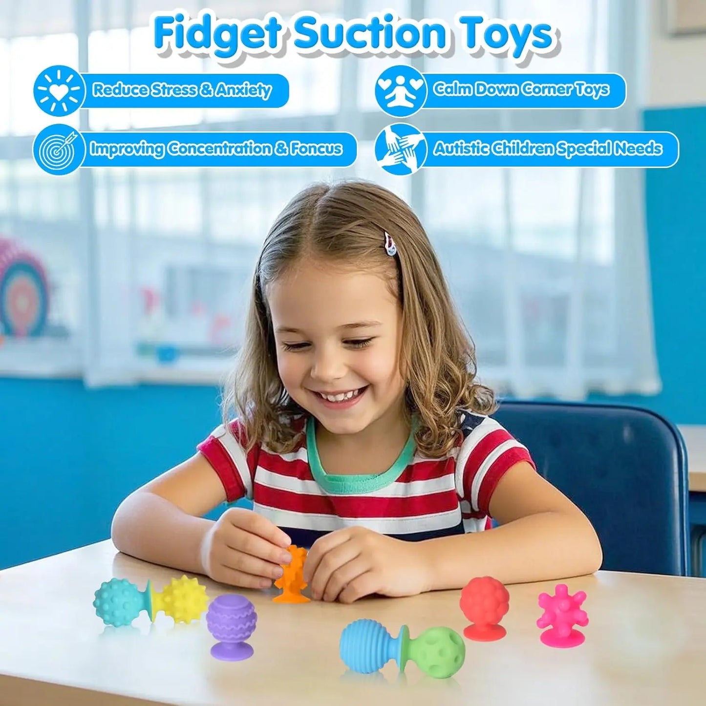 8 Pack Sensory Soft Silicone Toys Bath Time Fun