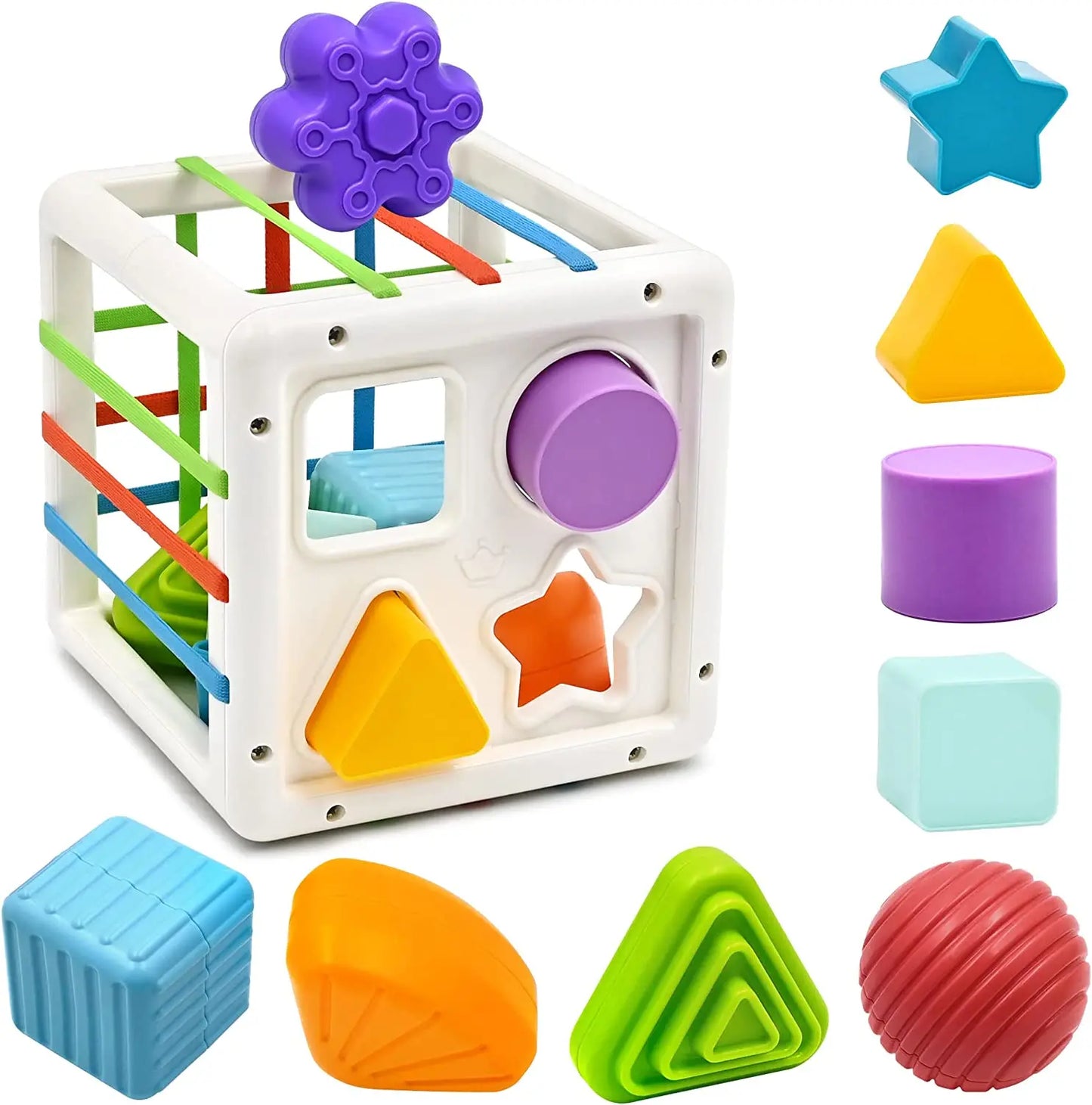7-in-1 Montessori Baby Toys for 0-3 Years | Sensory Shape Sorter; Pull String Educational Game for Infants and Toddlers