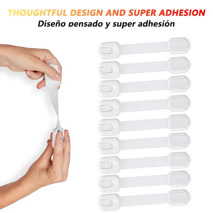Multi-Use Baby Safety Locks — Cabinets, Drawers, Appliances & More (ABS + TPE, 3M Adhesive)