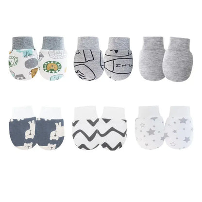 12pcs Baby Mittens for Girls Boys Cartoon Printed Protection Nice and Soft For Crawler
