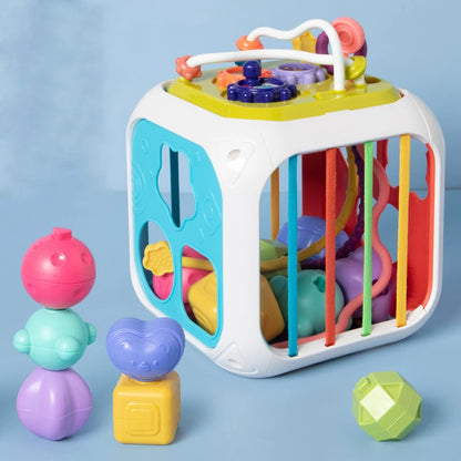 7-in-1 Montessori Baby Toys for 0-3 Years | Sensory Shape Sorter; Pull String Educational Game for Infants and Toddlers