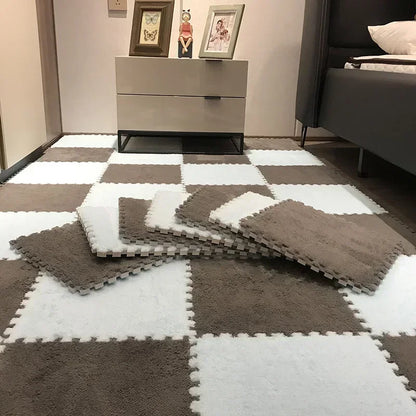 Warm Plush Floor Tiles – Interlocking Play Mat Puzzle Carpet for Babies, Kids, Pets & Exercise Areas