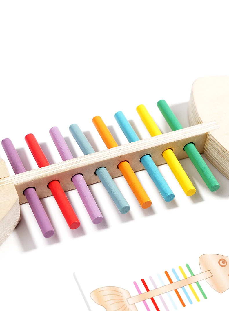 Montessori Color Matching Sensory Toys Wooden Popular Fish Bone Game