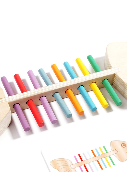 Montessori Color Matching Sensory Toys Wooden Popular Fish Bone Game