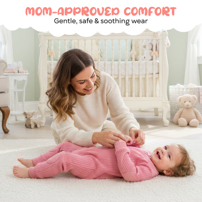 NurtureNauts® Padded Baby Romper, 100% Cotton, Elbow & Knee Pads, 2-Way Zipper for Crawling & Walking 18-24M