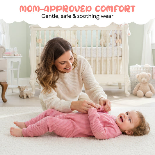 NurtureNauts® Padded Baby Romper, 100% Cotton, Elbow & Knee Pads, 2-Way Zipper for Crawling & Walking 18-24M