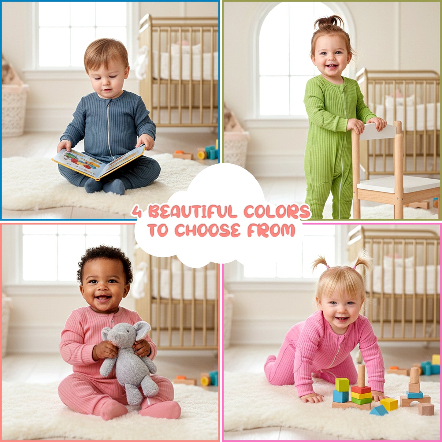 NurtureNauts® Padded Baby Romper, 100% Cotton, Elbow & Knee Pads, 2-Way Zipper for Crawling & Walking 18-24M